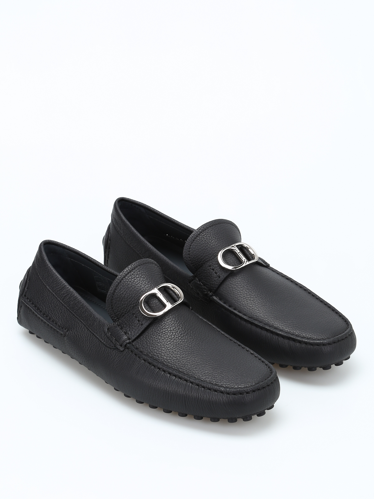 Dior - Logo clamp leather loafers 