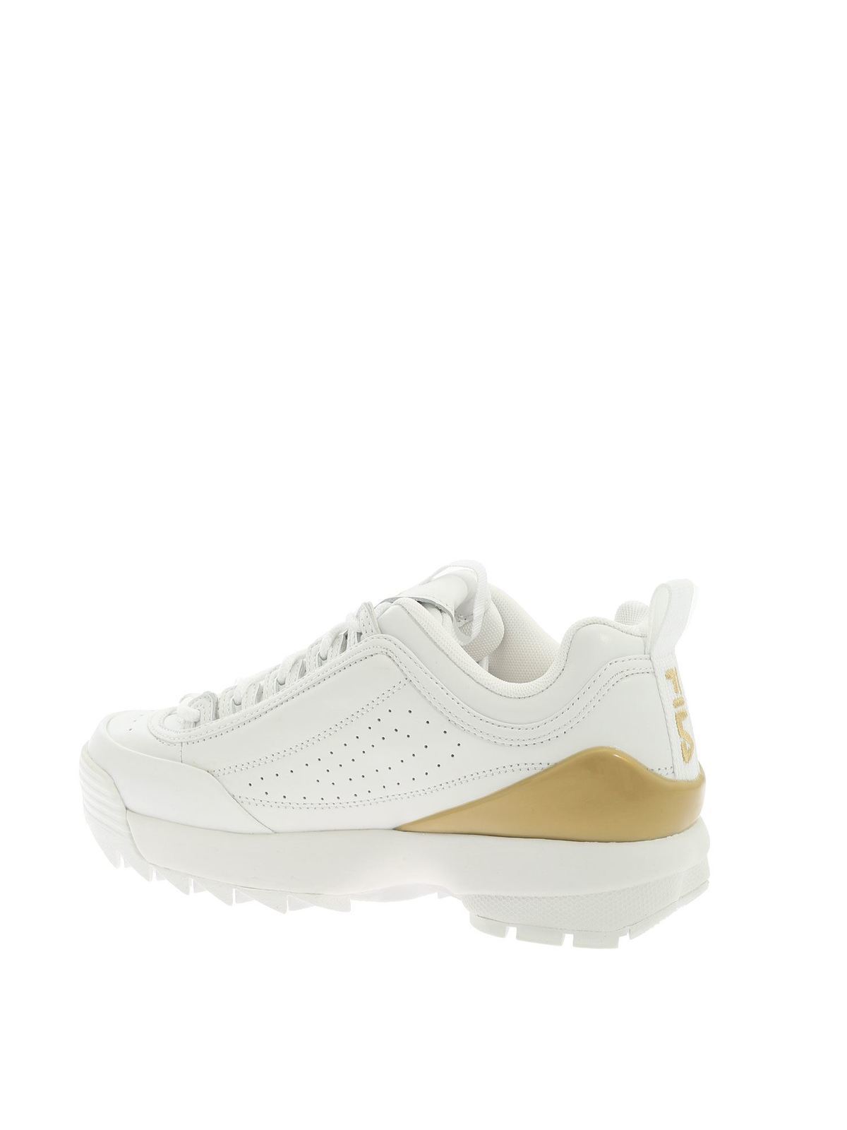 wapenkamer Elektropositief Zaailing Trainers Fila - Disruptor Premium sneakers in white and gold - 10108621FG