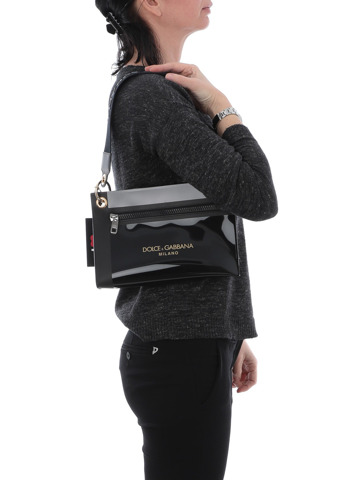Clutches Dolce & Gabbana - Black pvc logo embellished pouch -  BI1213AK377HNY63