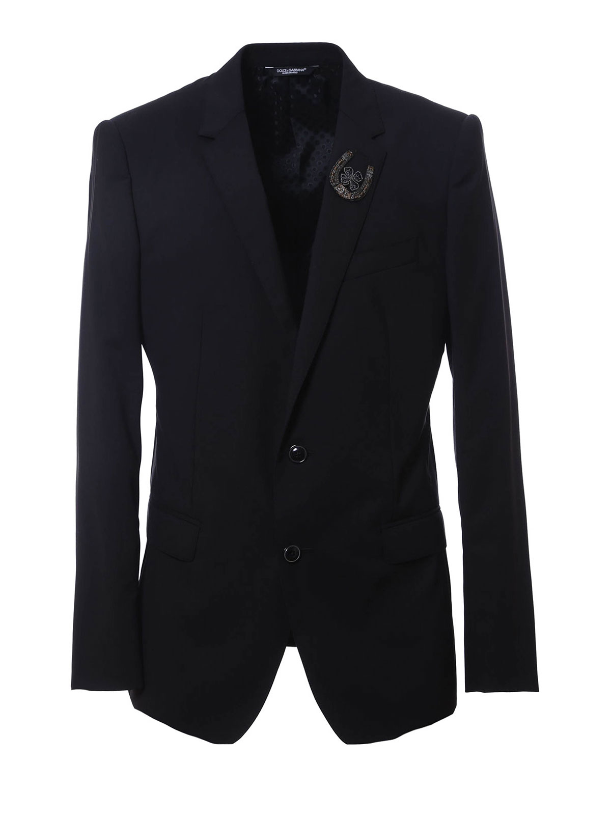 Blazers Dolce & Gabbana - Embellished lapel detail blazer - G2IP4ZFUBBGN000