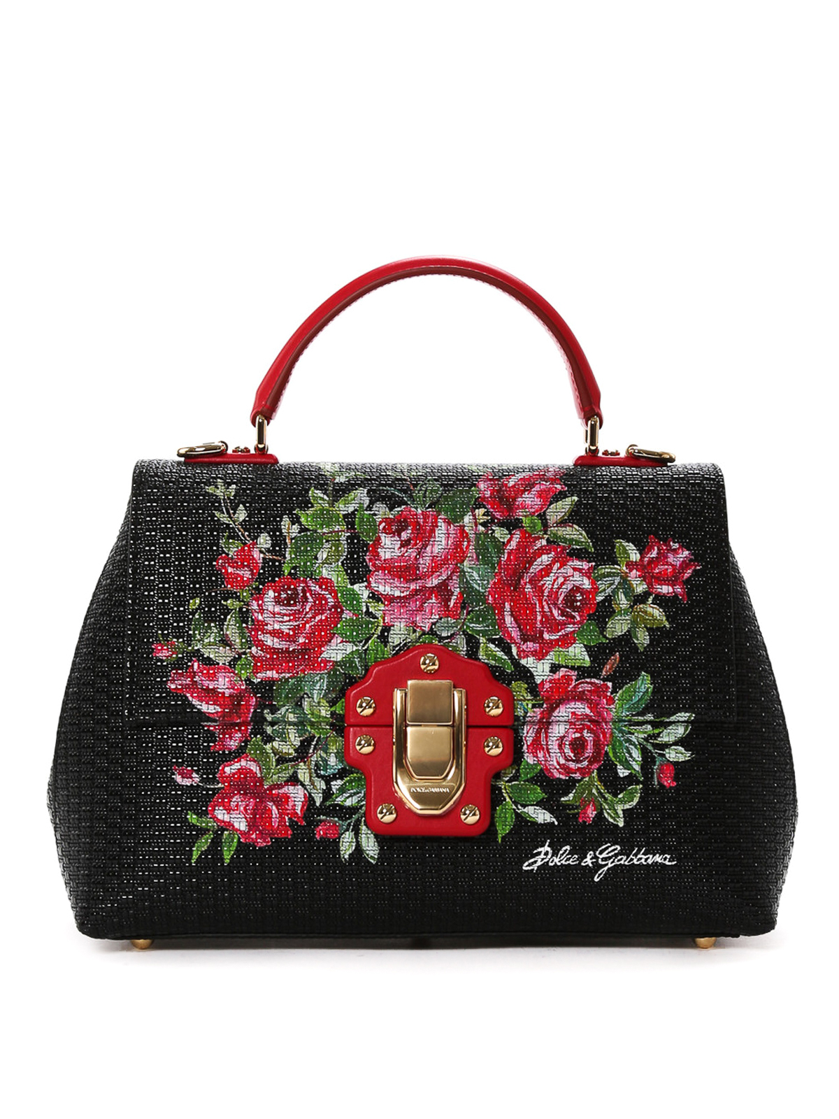 Bowling bags Dolce & Gabbana - Lucia roses print leather handbag -  BB6322AI232HNA30