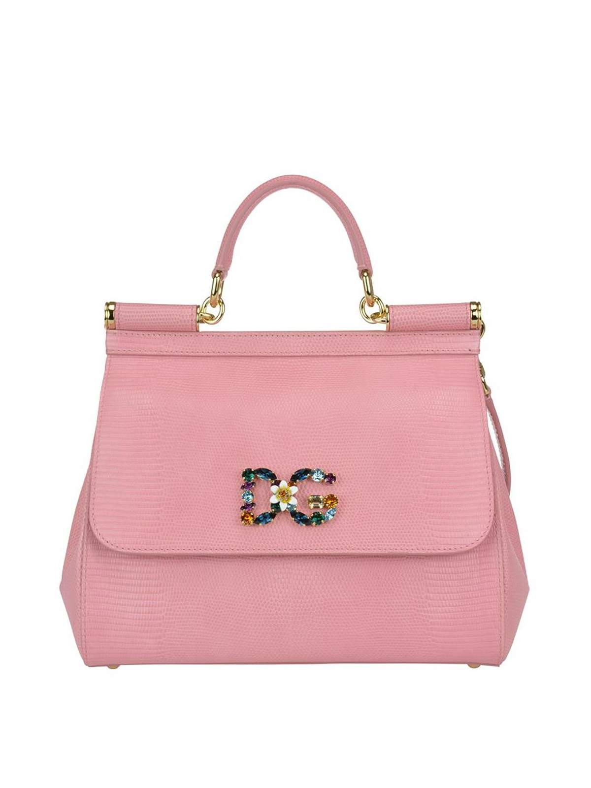 Bowling bags Dolce & Gabbana - Sicily M pink leather jewel bag ...