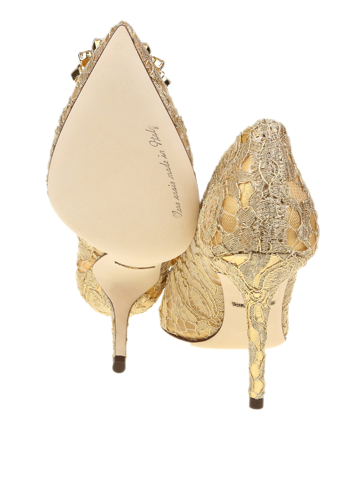 Court shoes Dolce & Gabbana - Bellucci Taormina gold lace jewel pumps -  CD0101AE63780997