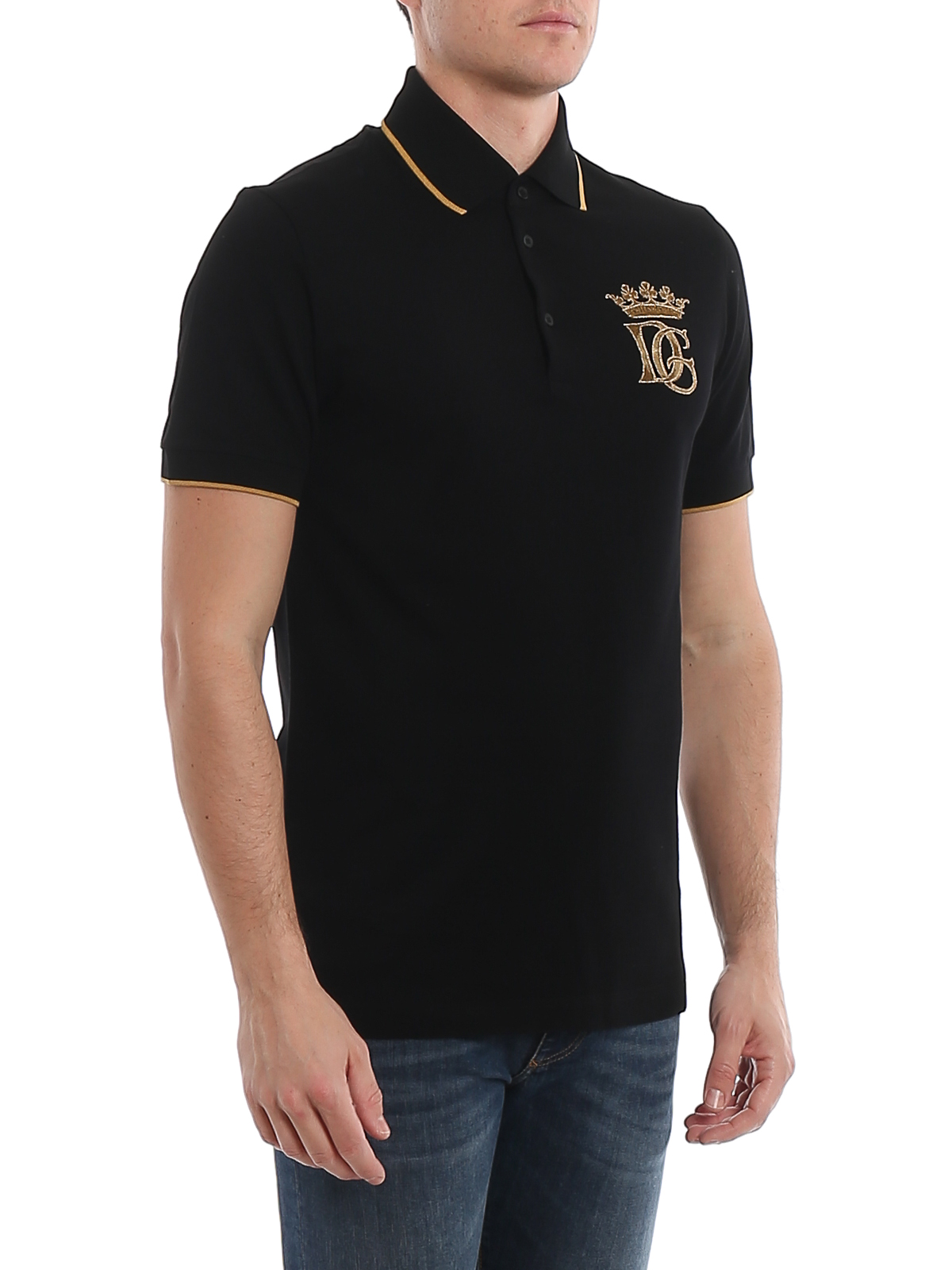 Polo shirts Dolce & Gabbana - Crown and logo embroidery piqué polo shirt -  G8LB0ZG7WDBN0000