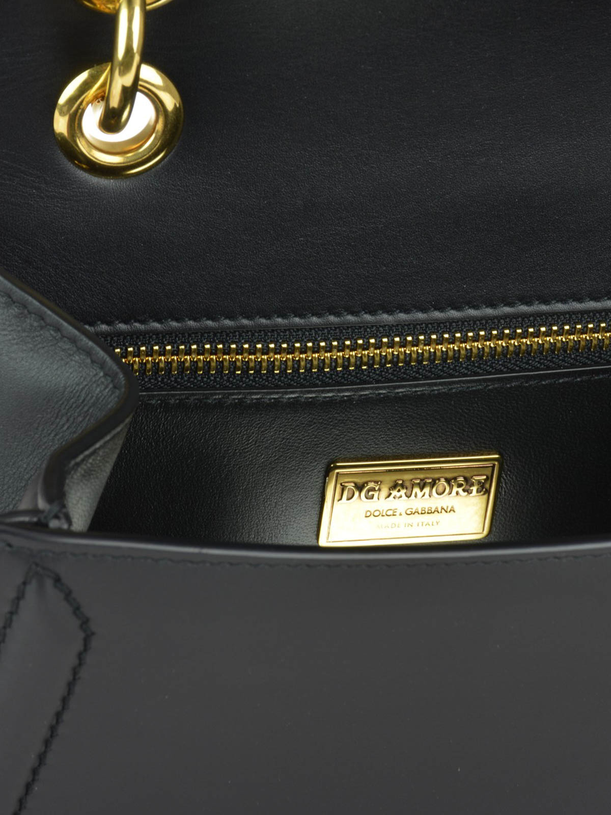 Dolce & Gabbana - DG Amore black leather shoulder bag - shoulder bags ...