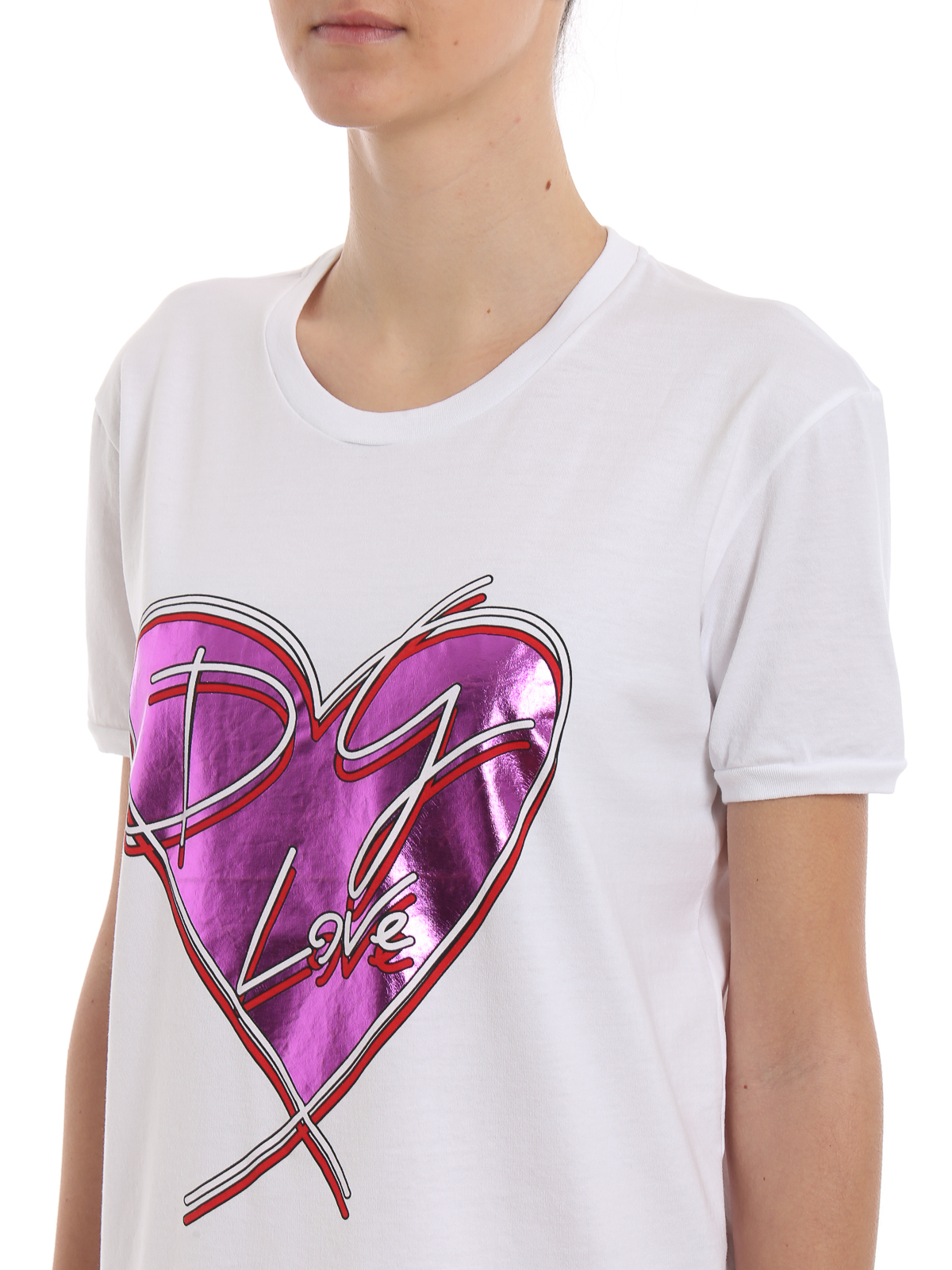 rammelaar catalogus eeuwig T-shirts Dolce & Gabbana - DG Love heart print jersey T-shirt -  F8K74ZG7RKEW0800