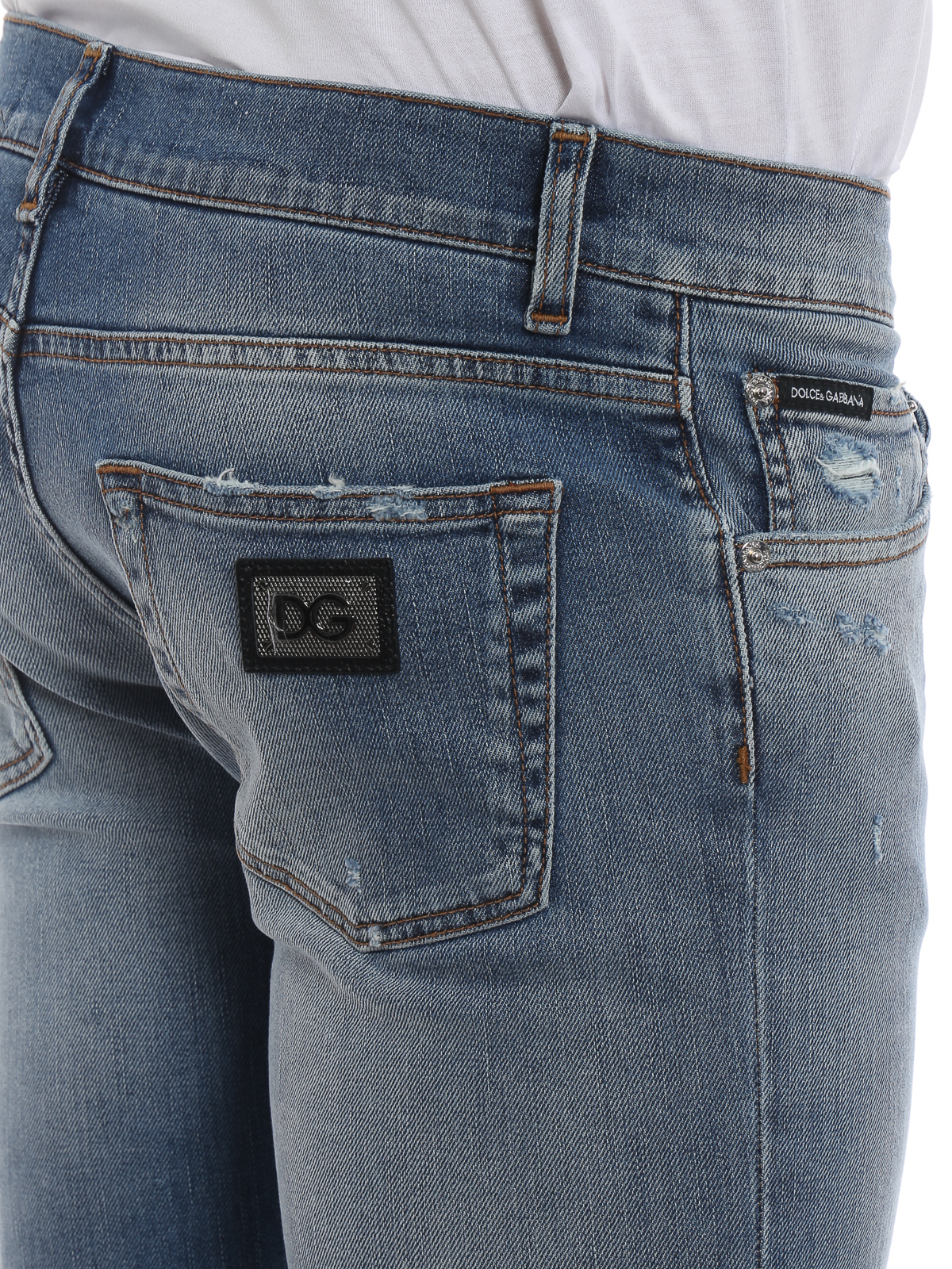 Skinny jeans Dolce & Gabbana - Distressed denim stone washed jeans ...