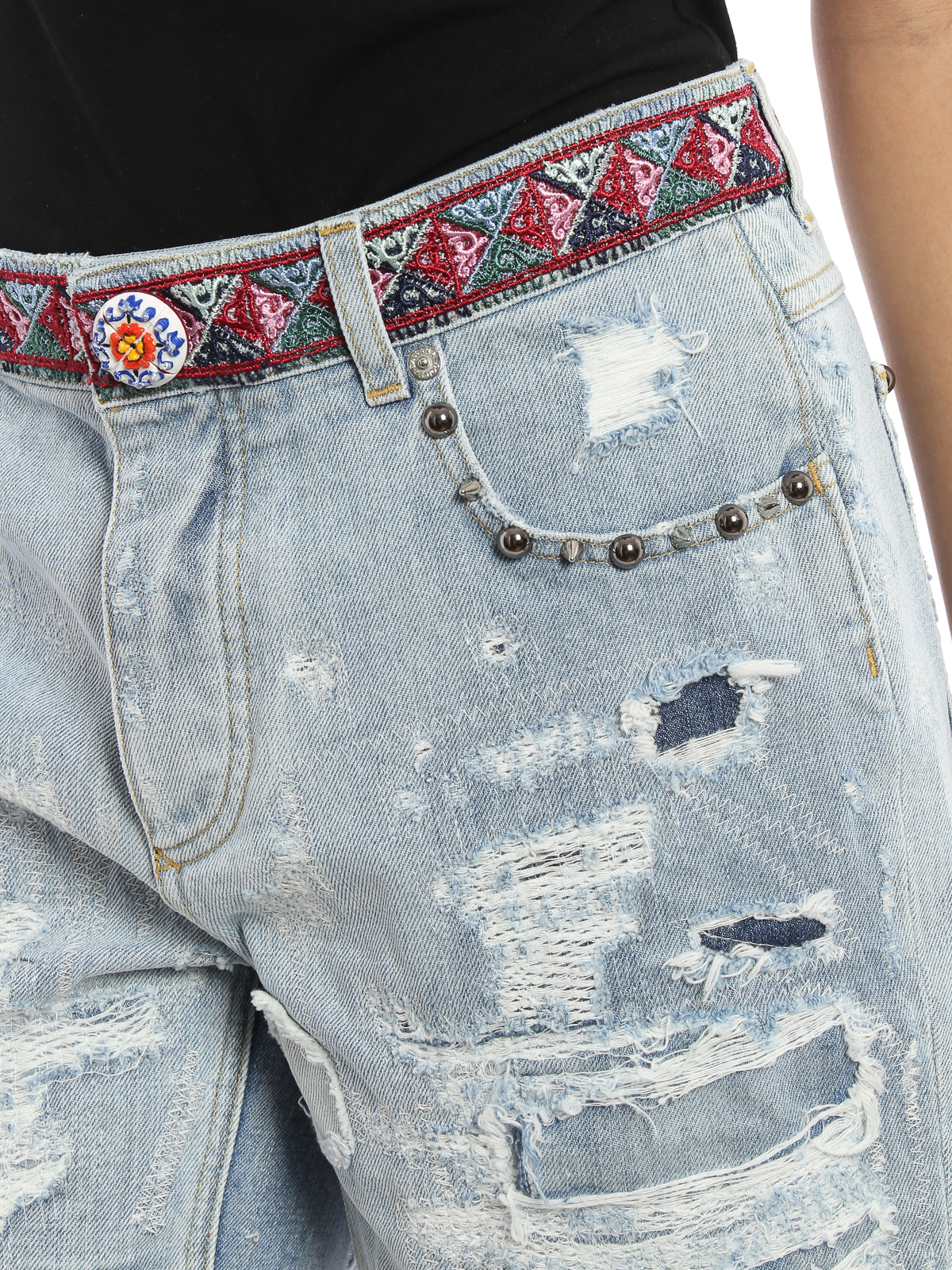 Trousers Shorts Dolce & Gabbana - Embellished denim short pants -  FTASUZG8S43S9001