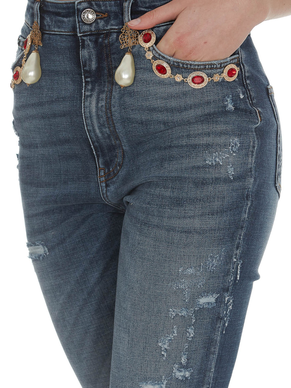 dolce and gabbana embellished jeans