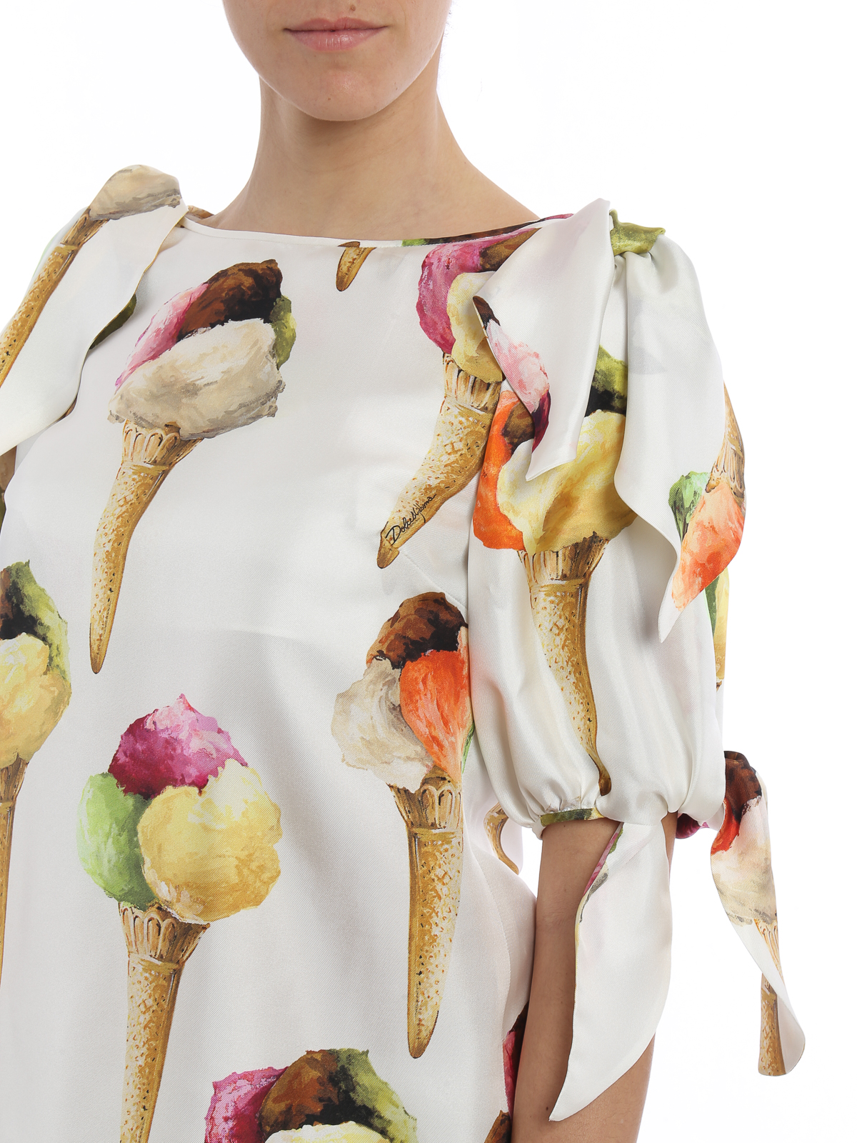 Blouses Dolce & Gabbana - Ice cream cone print silk blouse -  F7ZM0THS1MCHAA51