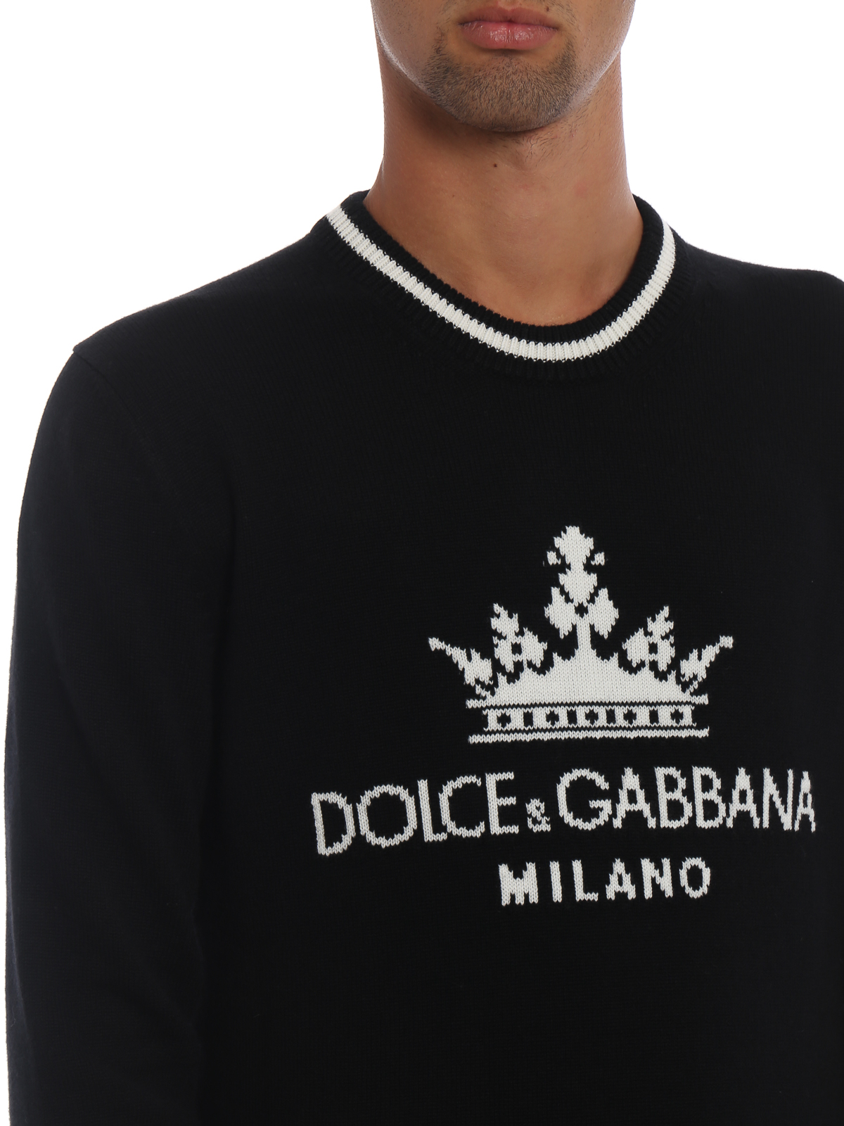 Crew necks Dolce & Gabbana - Logo intarsia soft cashmere sweater -  GX193TJAWDRS9000