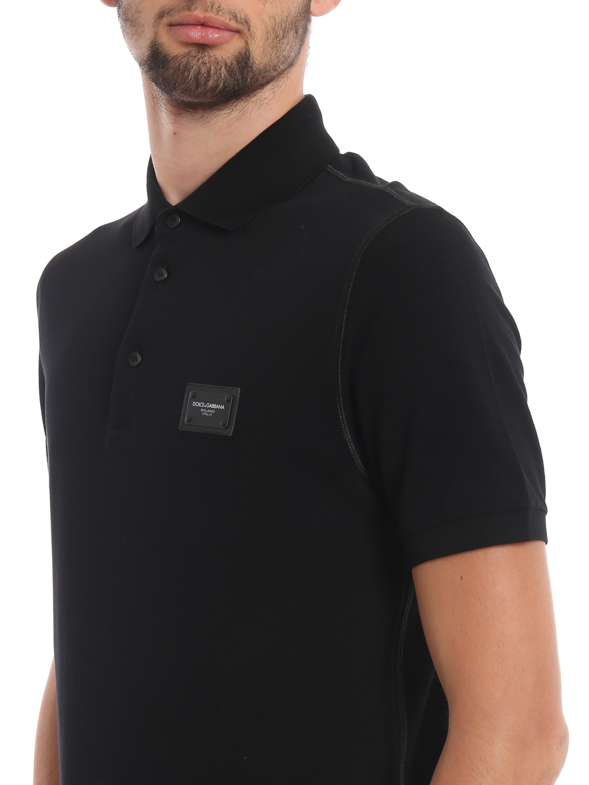 Polo shirts Dolce & Gabbana - Logo plaque black polo shirt -  G8KK1TFU7ENN0000