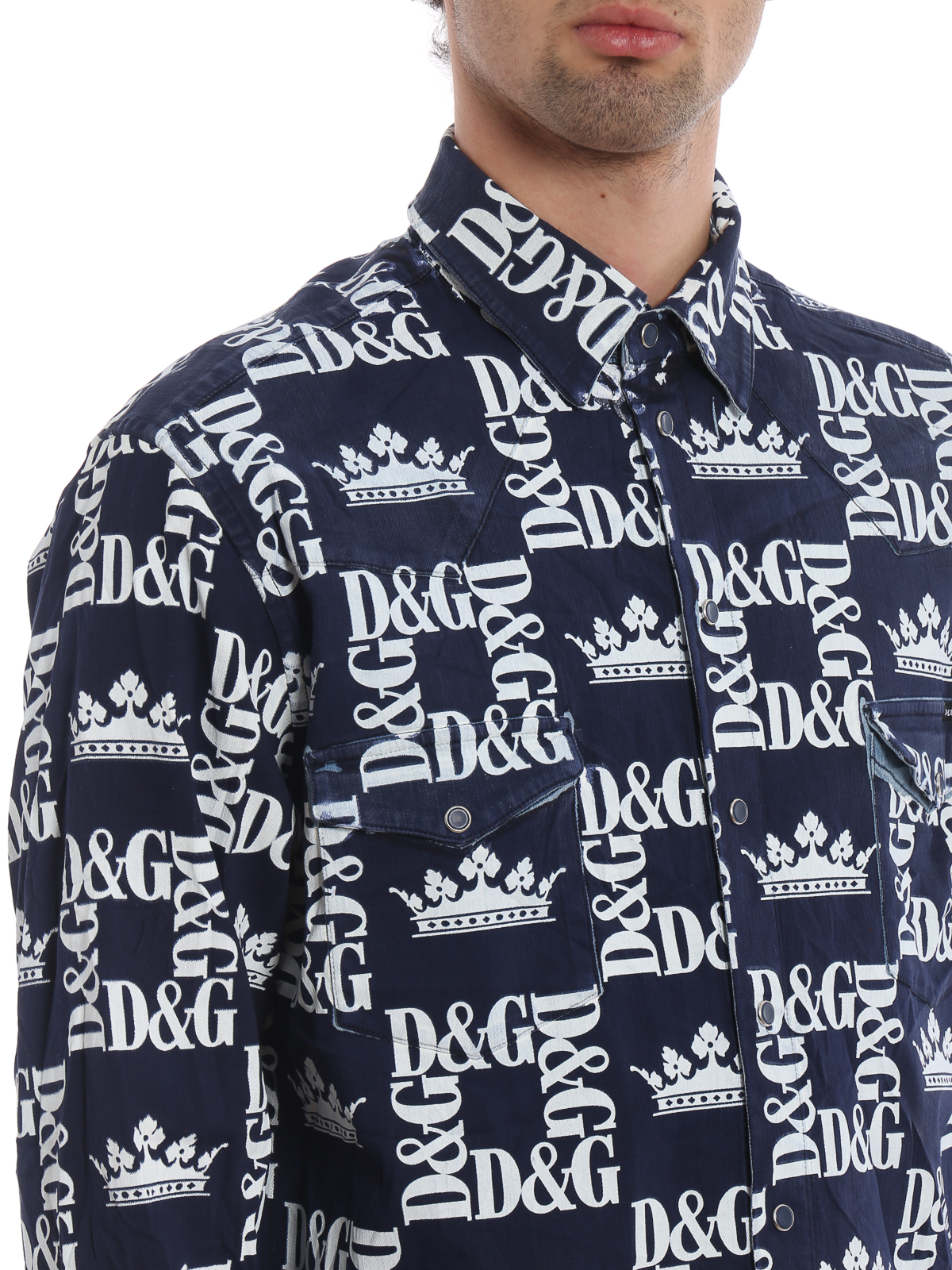 Shirts Dolce & Gabbana - Oversize denim shirt with all over logo 