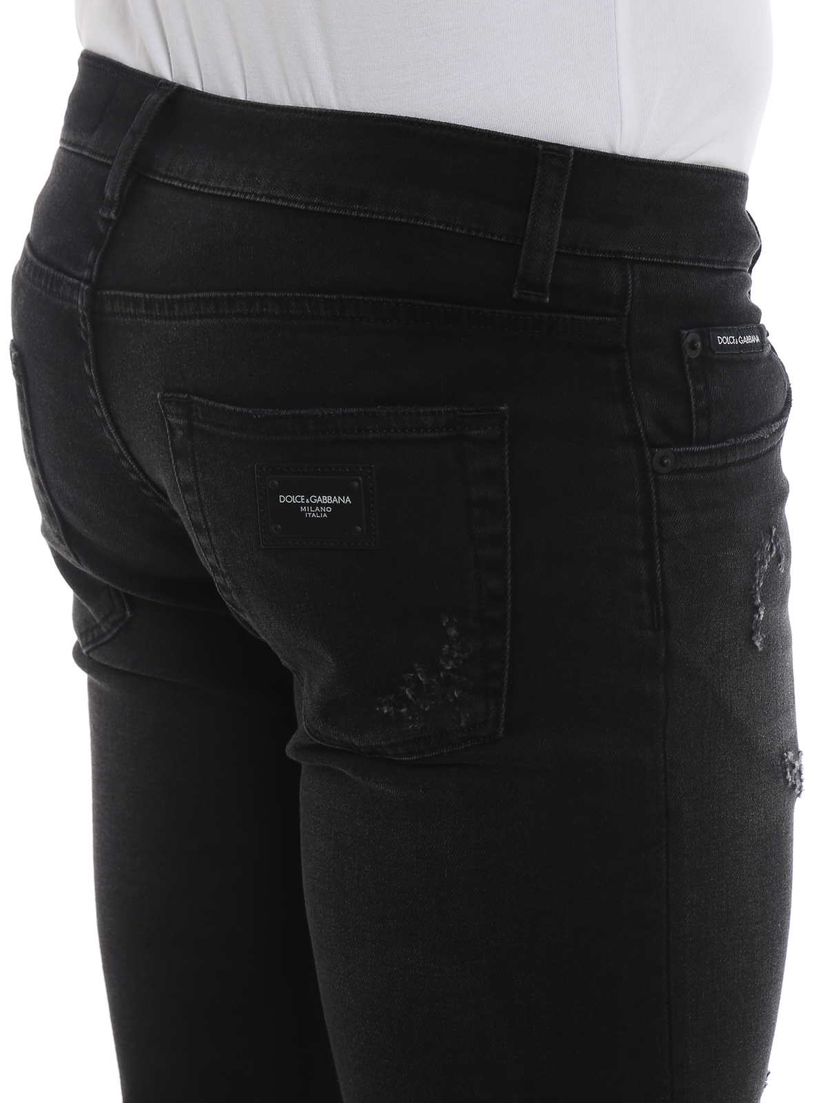 Skinny jeans Dolce & Gabbana - Ripped stretch denim black jeans -  GY07LDG8AN5S9001