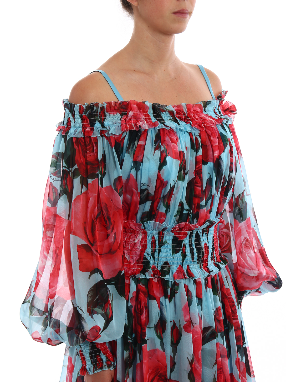 Romantic floral silk chiffon dress 
