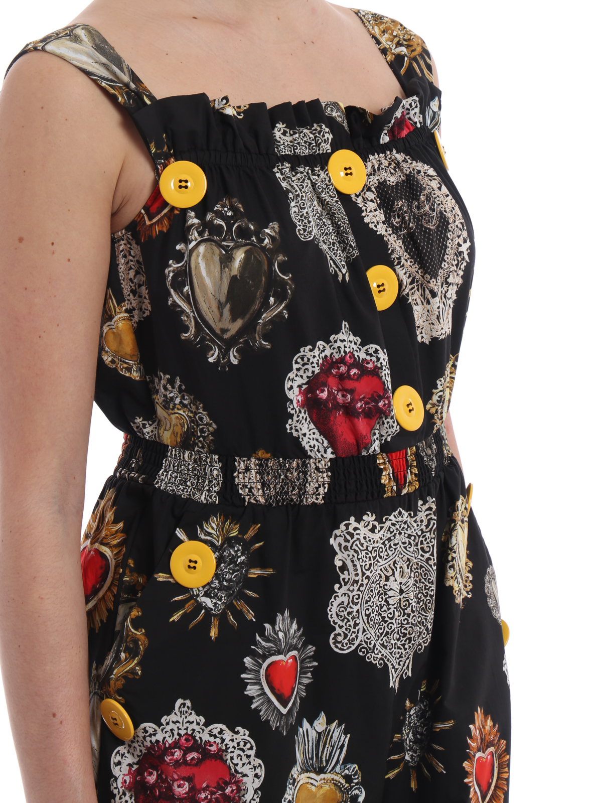 Tute Dolce \u0026 Gabbana - Tuta in cotone stampa cuori sacri - F68E3TFS58IHNM69