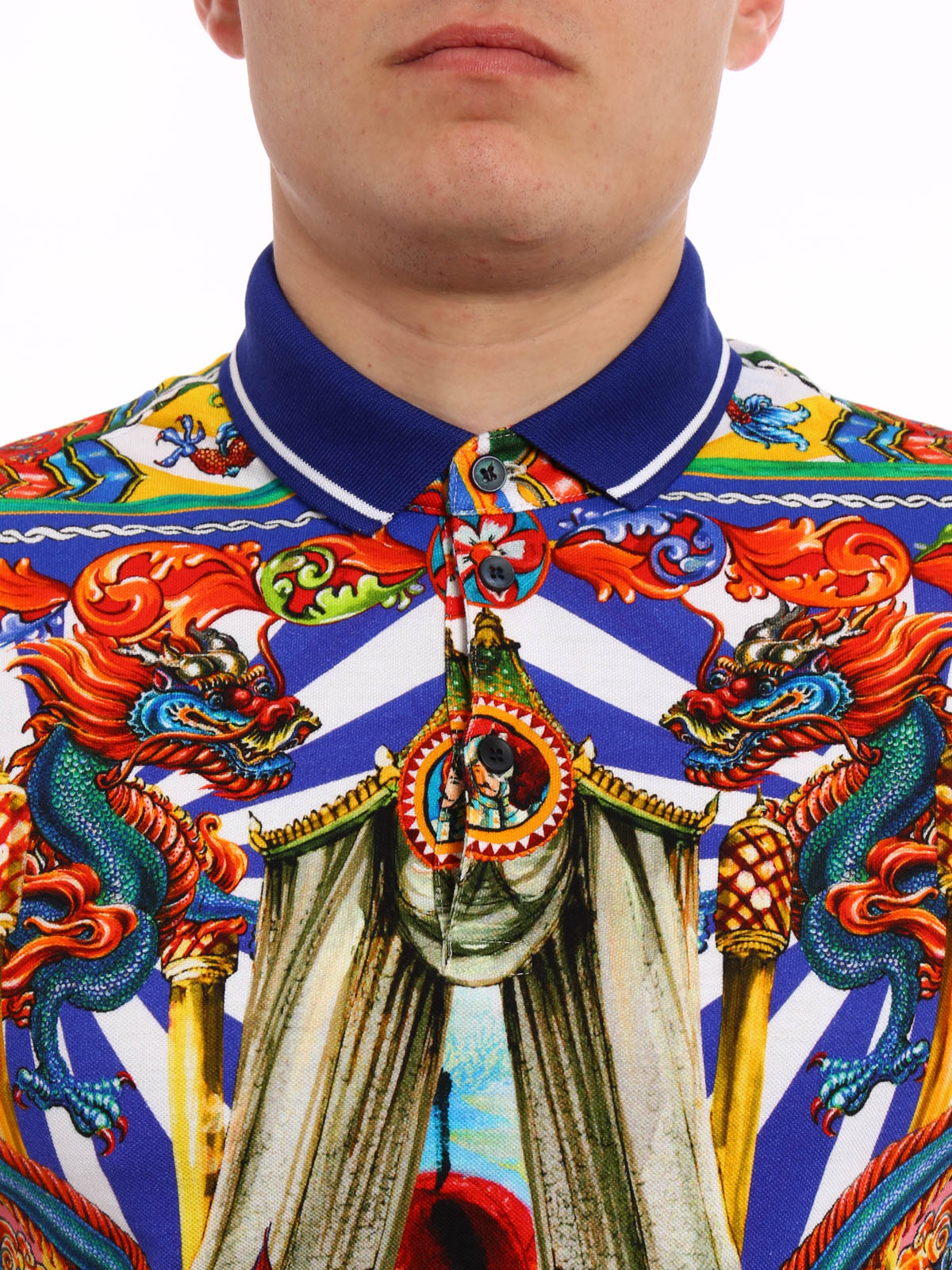 Polo shirts Dolce & Gabbana - Sicilian cart patterned polo shirt -  G8FX3TG7GYDX0860