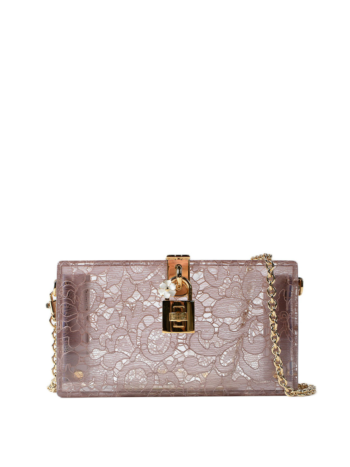 Dolce \u0026 Gabbana Borsa Pochette in Plexiglass Beige Taormina Pizzo BOX |  Balardi
