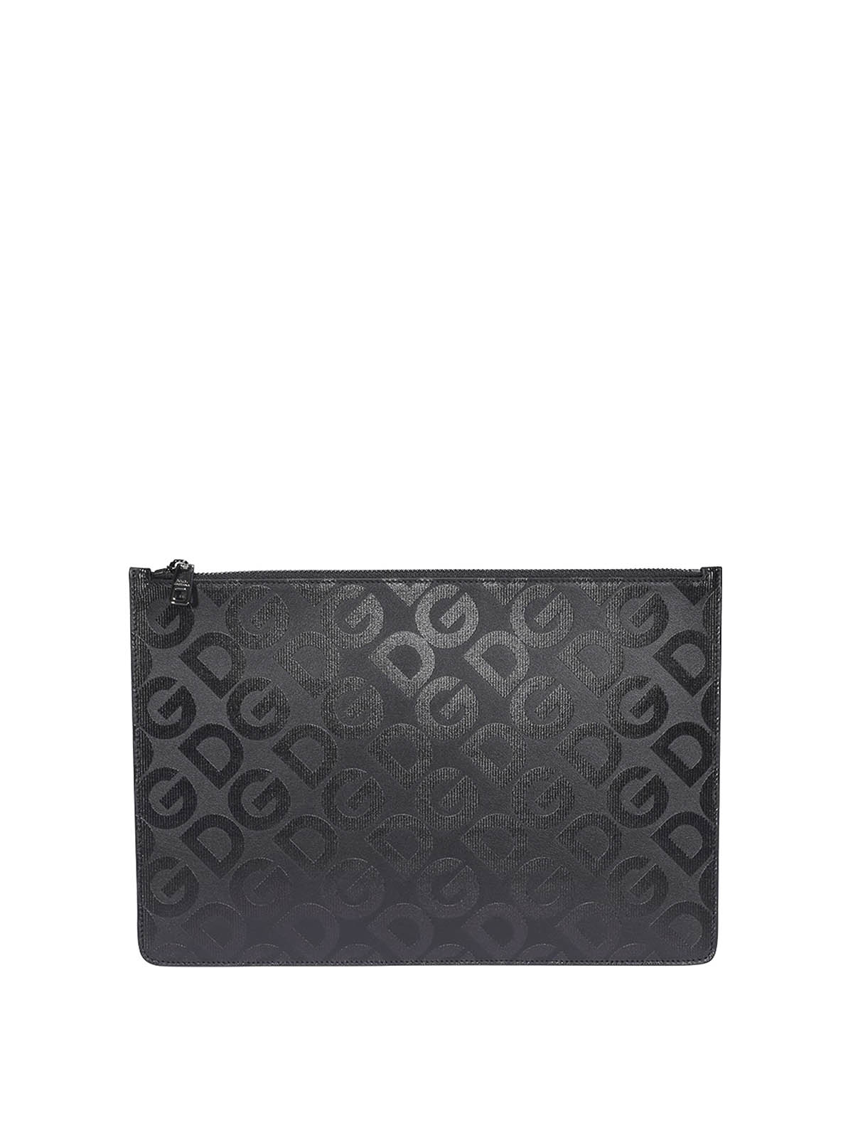 DOLCE & GABBANA EMBOSSED LOGO LEATHER CLUTCH