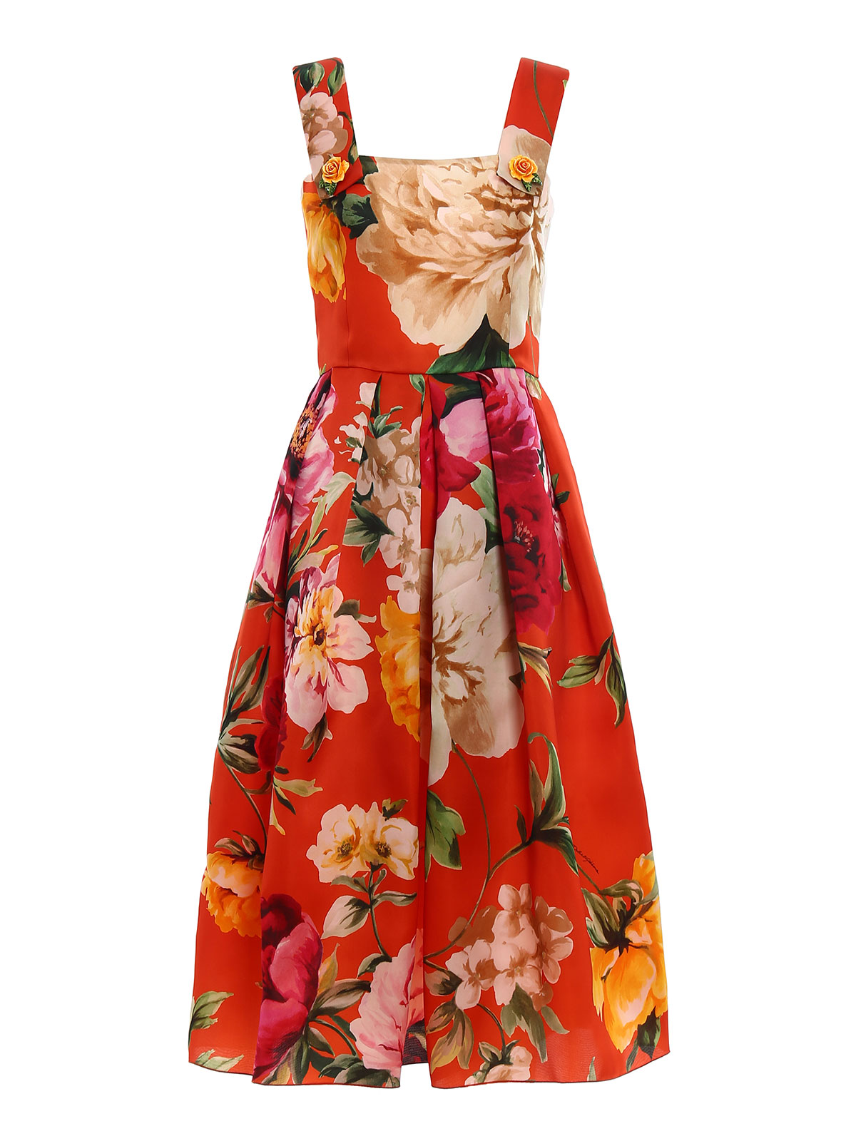 Cocktail dresses Dolce & Gabbana - Orange flowers silk cocktail dress -  F6XS2THS1UZHOM62