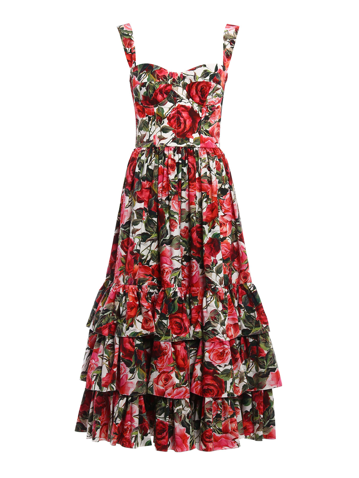 Cocktail dresses Dolce & Gabbana - Rose garden print cotton midi dress ...