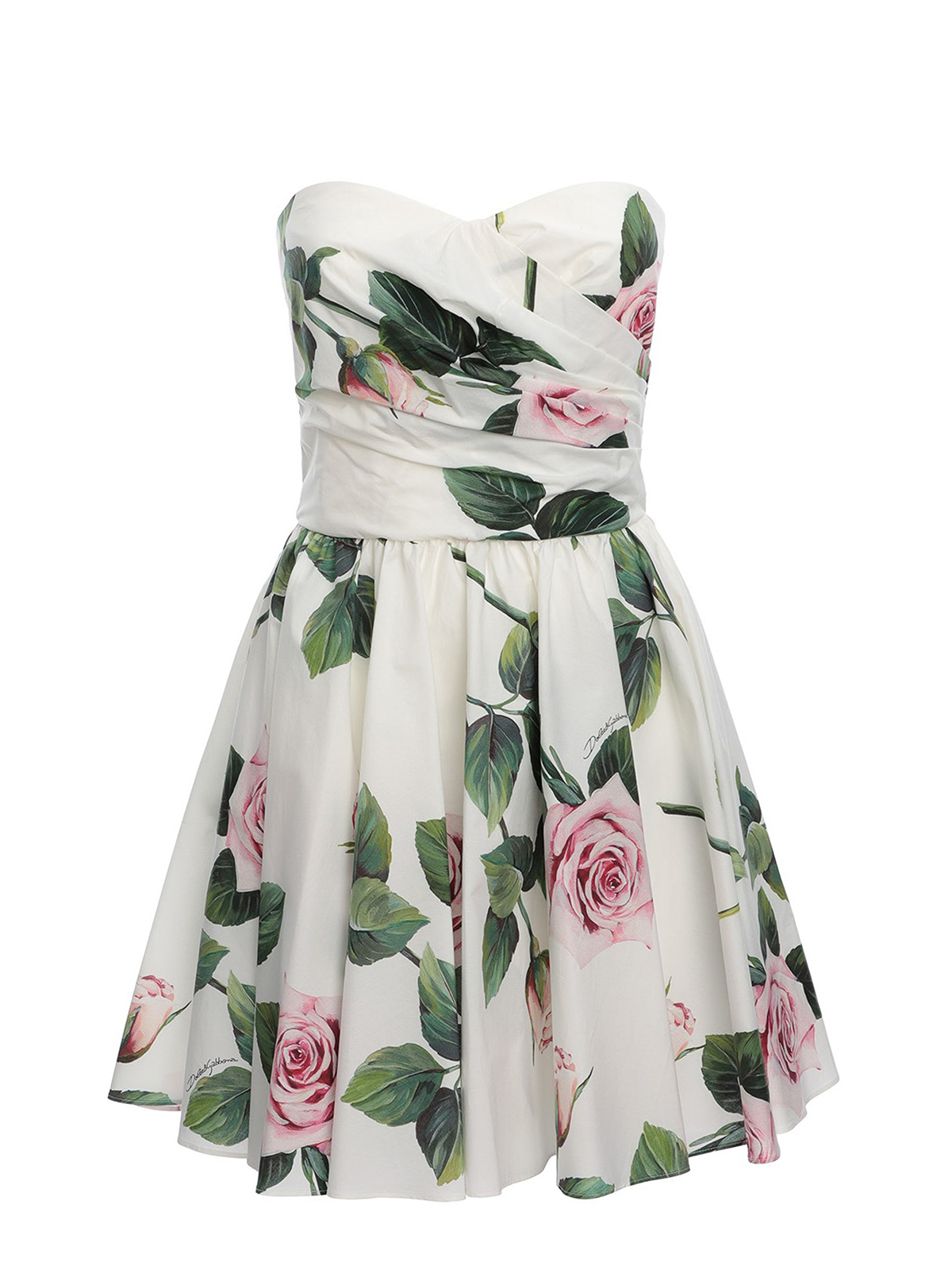 Tropical Rose printed short dress ...