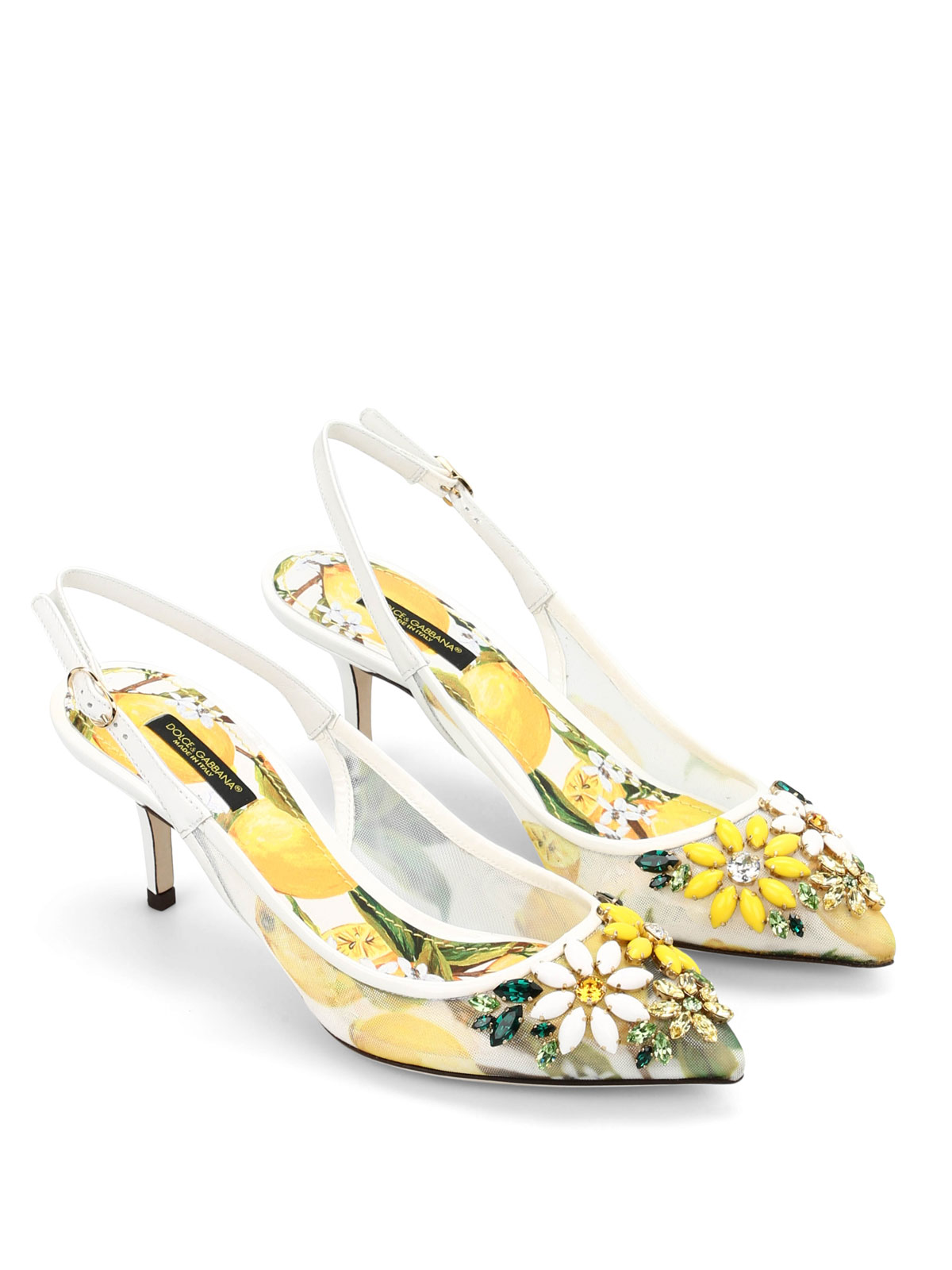 Court shoes Dolce & Gabbana - Lemon printed tulle court shoes -  CG004AR3618Q883