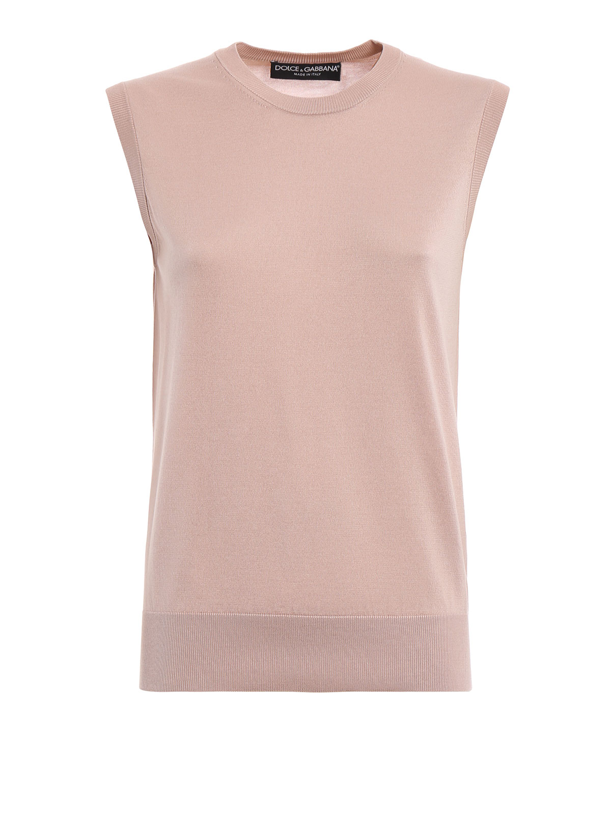 Crew necks Dolce & Gabbana - Pale pink knit silk sleeveless sweater -  FX183TJASECF0991