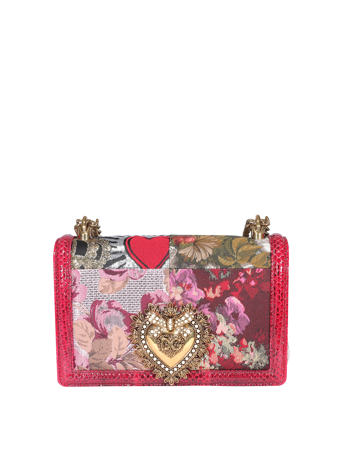 Dolce & Gabbana Devotion Floral Printed Bag In Red