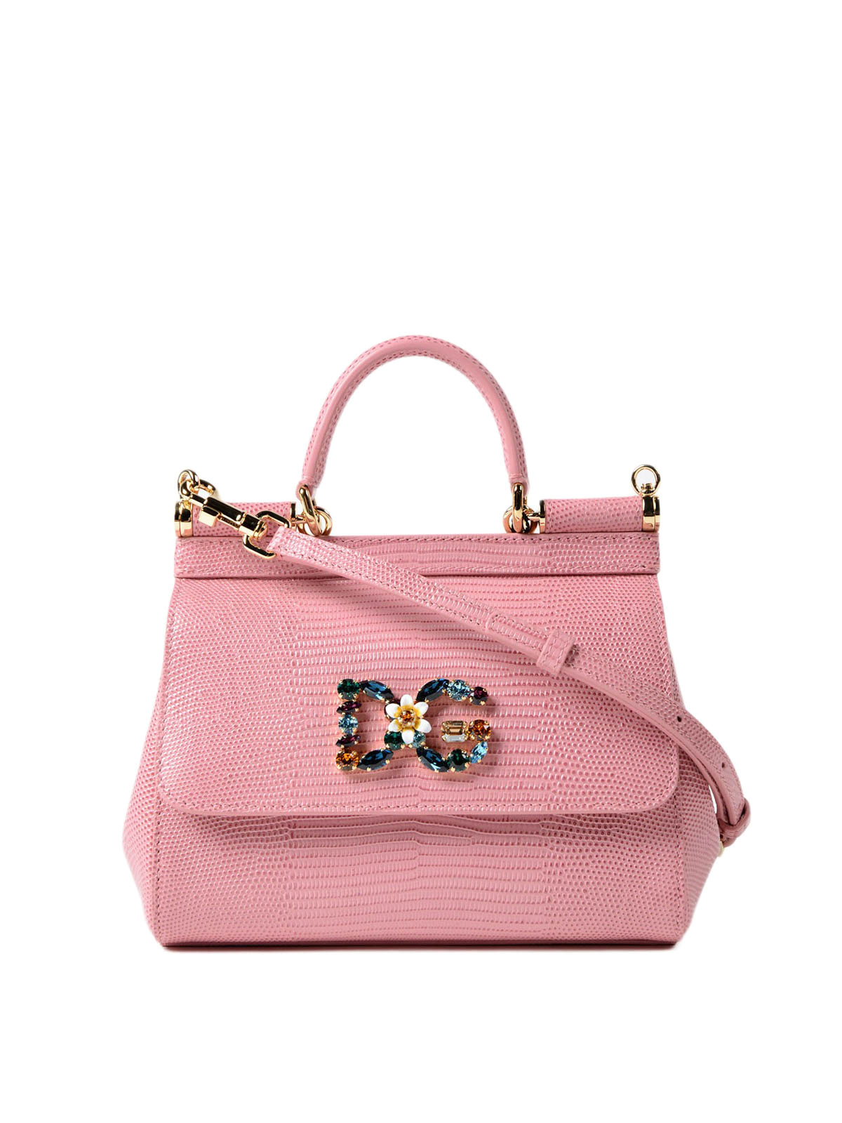 Cross body bags Dolce & Gabbana - Sicily iguana print pink small bag ...