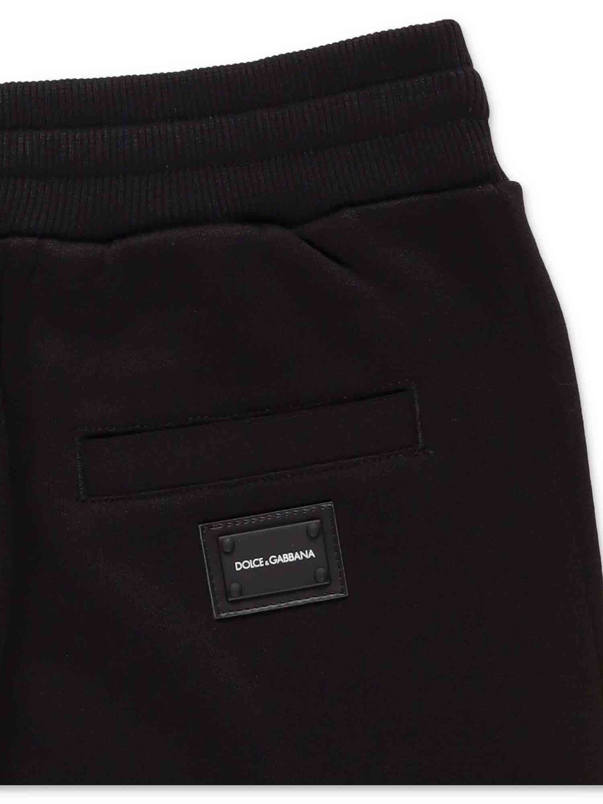 Trousers Dolce & Gabbana Jr - Black sweat pants with logo - L4JPT0G7OLJN0000