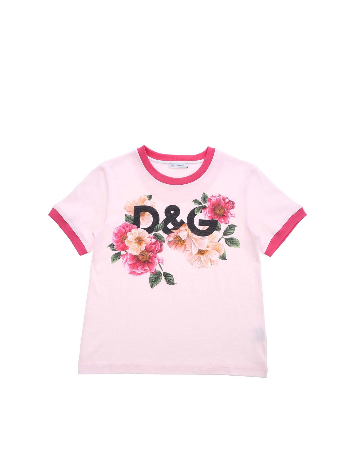 T-shirts Dolce & Gabbana Jr - Floral print T-shirt in pink -  L5JTBEG7YFDHF2AI