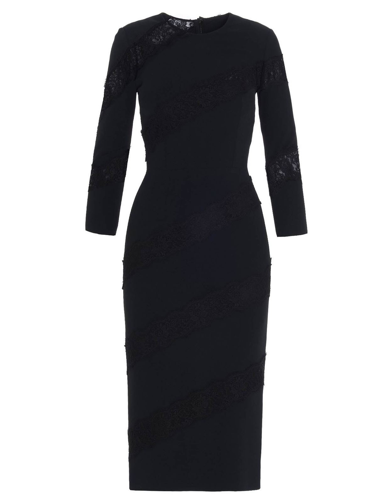 Abiti al ginocchio Dolce \u0026 Gabbana - Vestito a tubino dettagli pizzo nero -  F6J4NTFURDVN0000