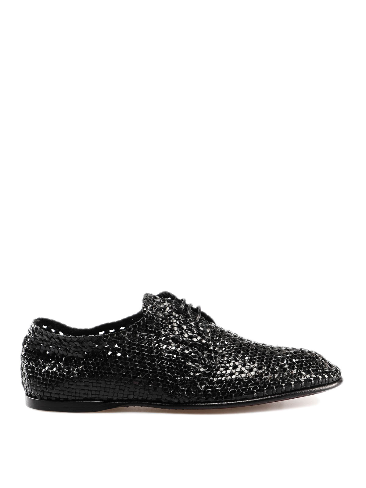 Lace-ups shoes Dolce & Gabbana - Black woven leather Derby shoes -  A10400AZ87080999