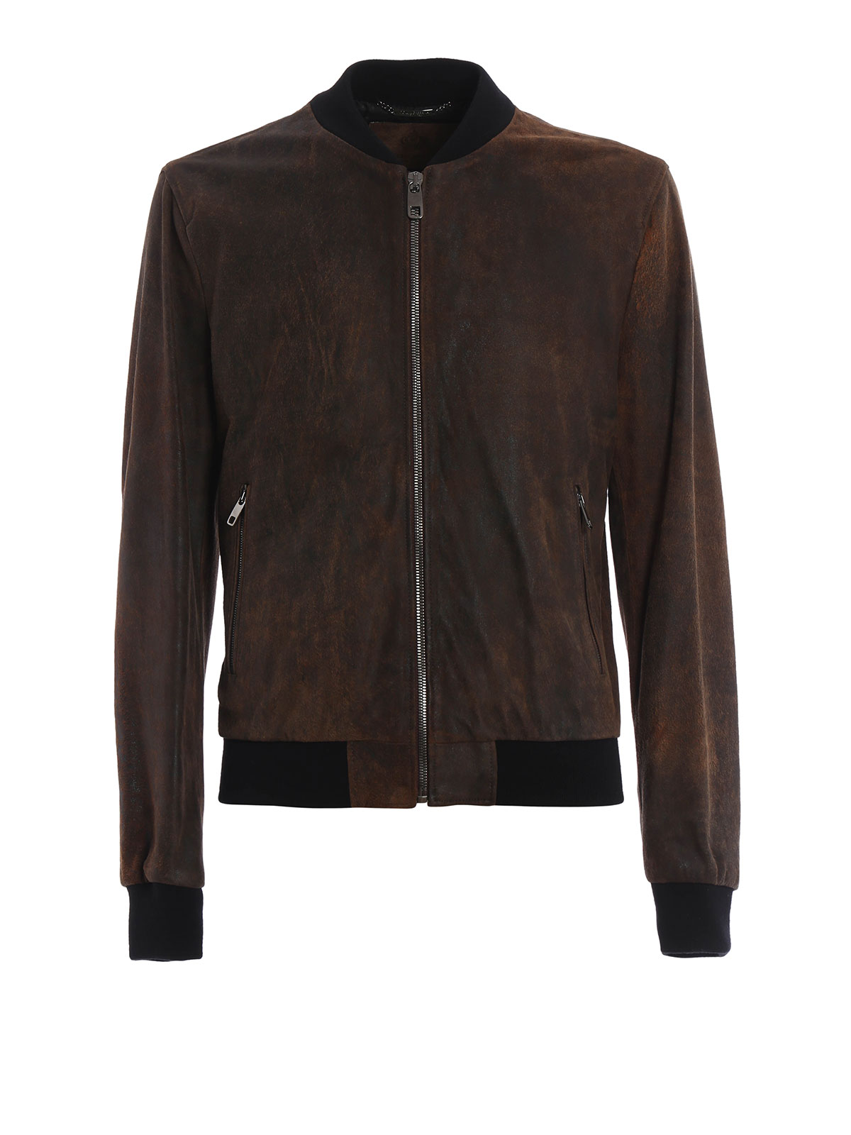 Leather jacket Dolce & Gabbana - Vintage effect leather bomber ...