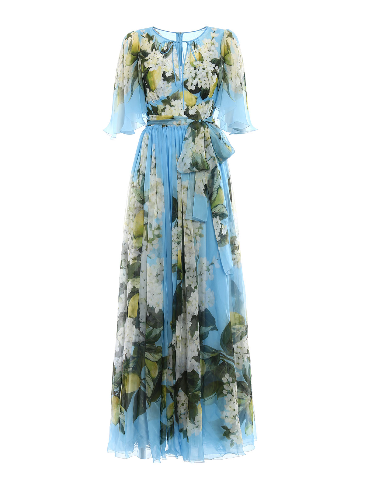Romantic floral silk maxi dress 
