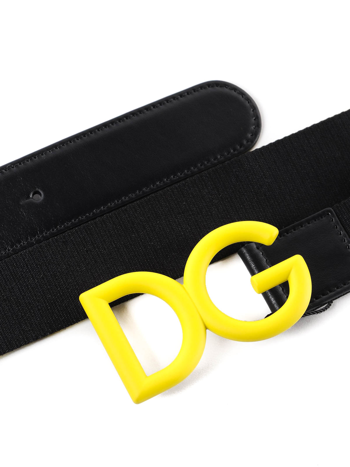 Belts Dolce & Gabbana - Black and yellow DG fabric belt - BC4266AZ94880203