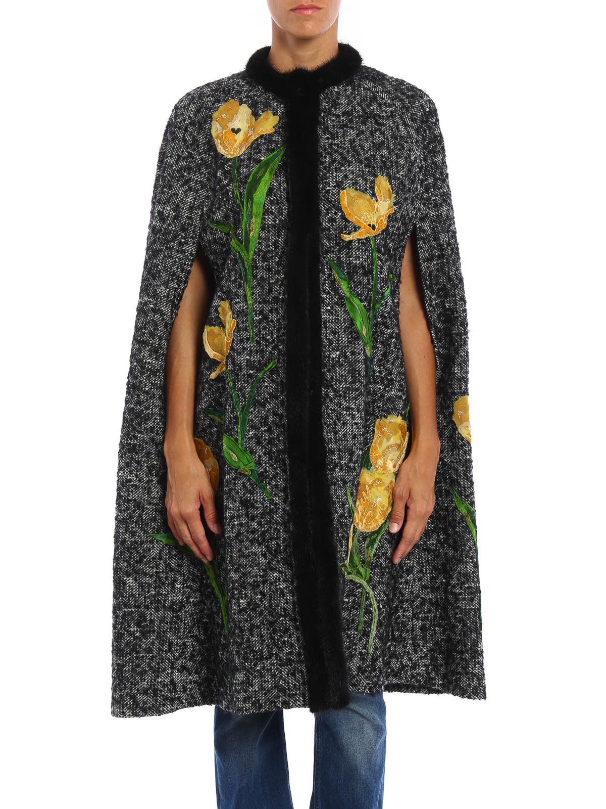 Capes & Ponchos Dolce & Gabbana - Mink and embroideries detailed cape -  F0Q63ZFMMEWS8030