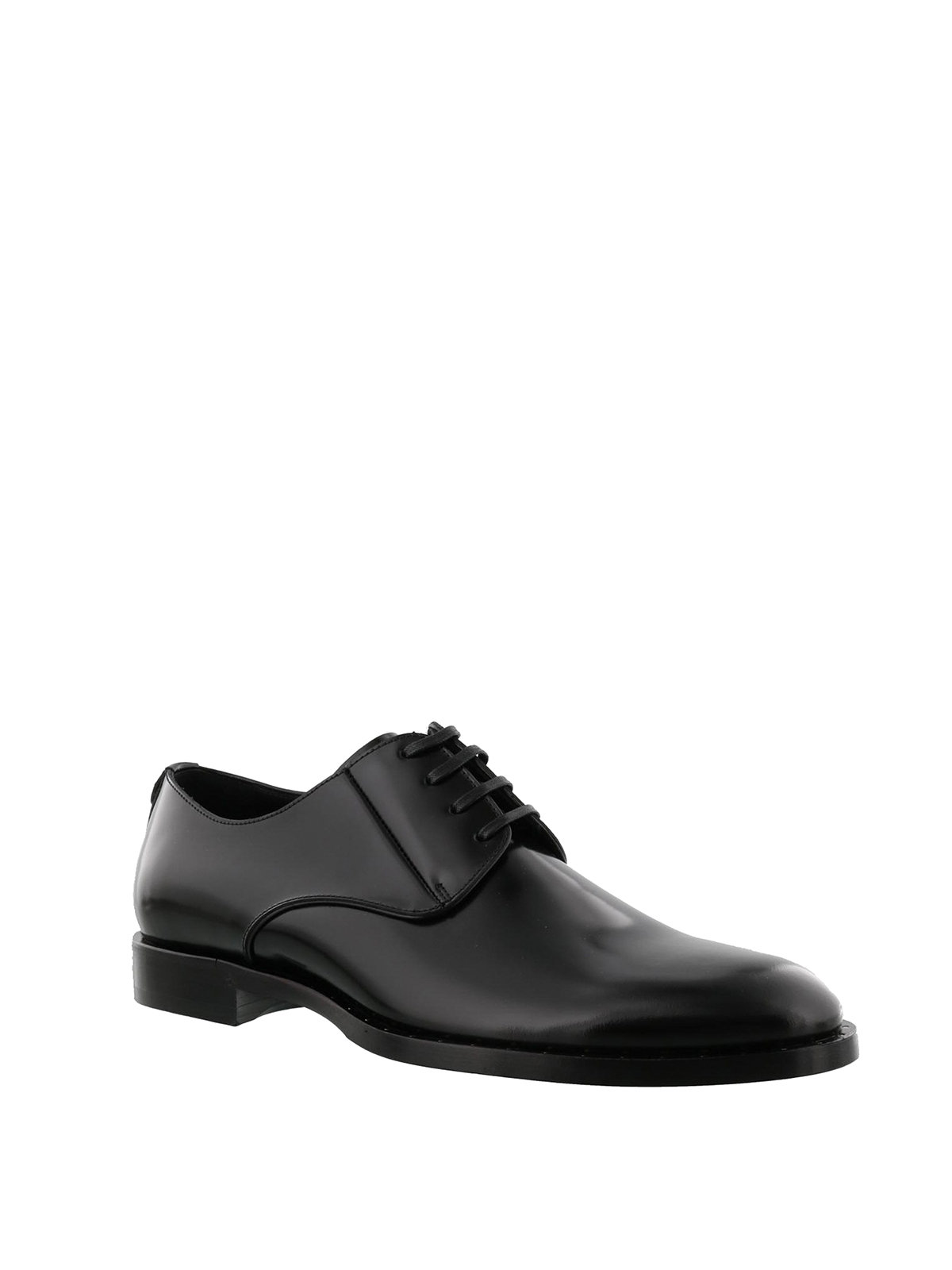 Classic shoes Dolce & Gabbana - Logo detail shiny brushed leather derby  shoes - A10341AI93580999