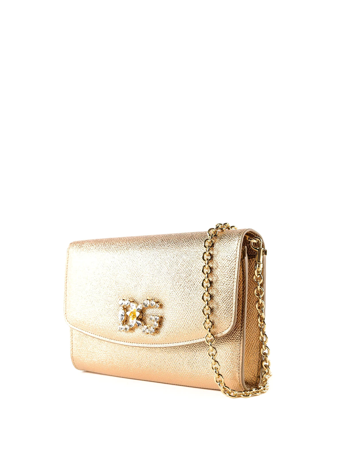 Clutches Dolce & Gabbana - Gold-tone Dauphine leather wallet bag -  BI1028AC18487498