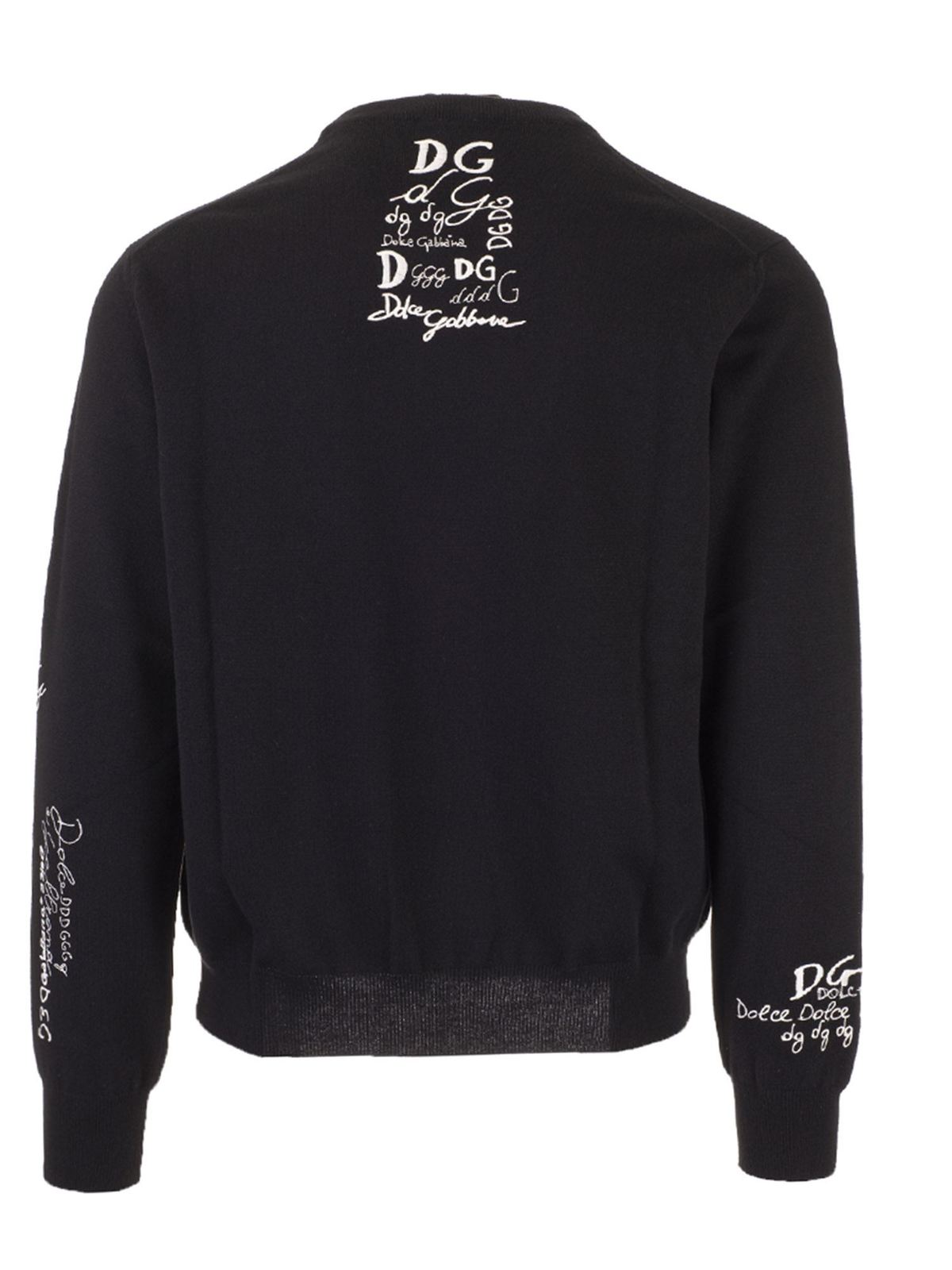 Dolce & Gabbana - Logo embroidery cashmere pullover in black - crew ...