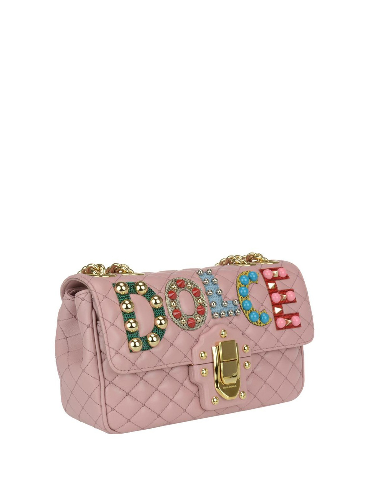 Dolce Gabbana Borsa Lucia In Pelle Rosa Decorata Borse A Tracolla 6344ai6478h406