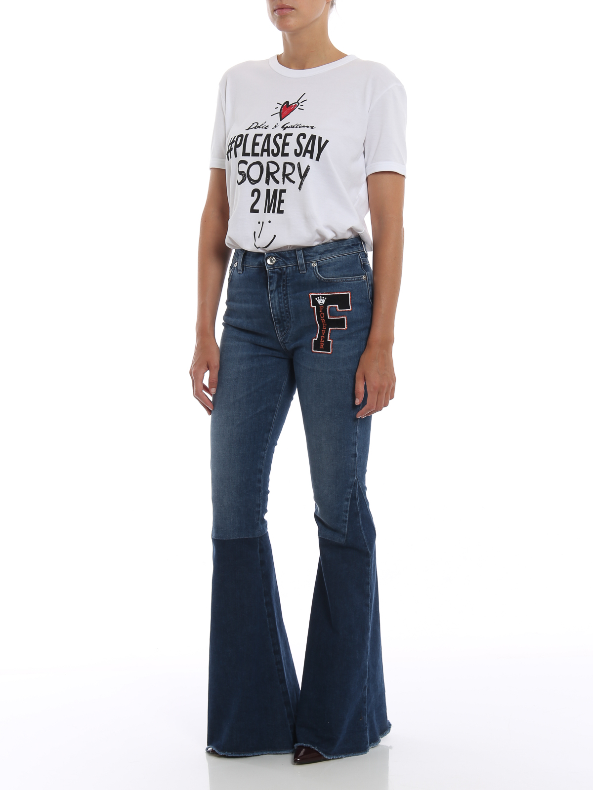 Flared jeans Dolce & Gabbana - Embroidered F patch flared jeans