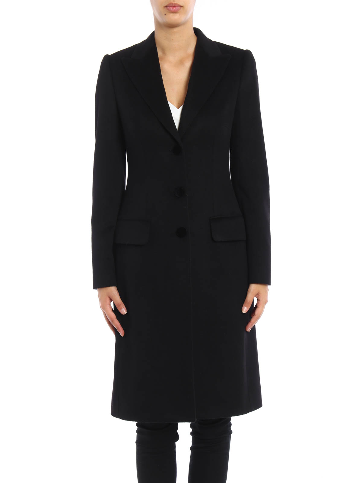 Abrigos semilargos Dolce & Gabbana - Abrigo Negro Para Mujer - F0Q41TFU3M5N0000