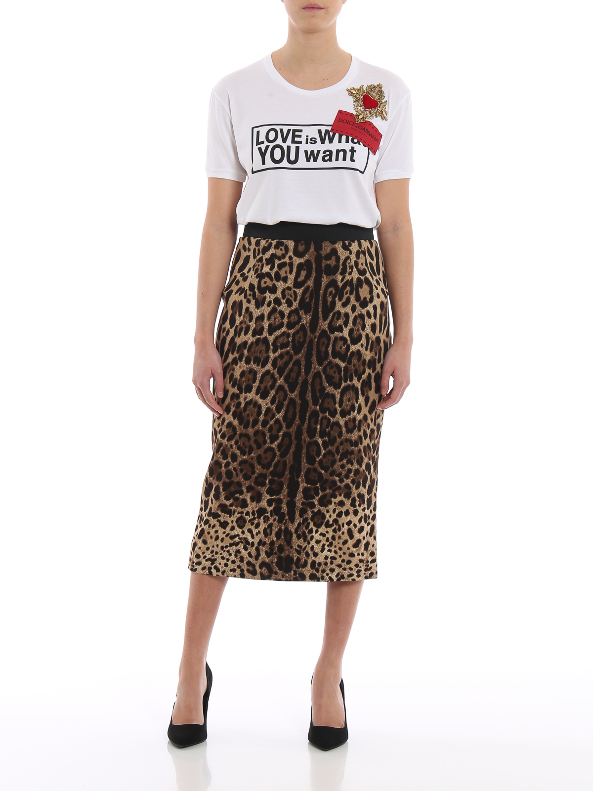 animal print midi pencil skirt