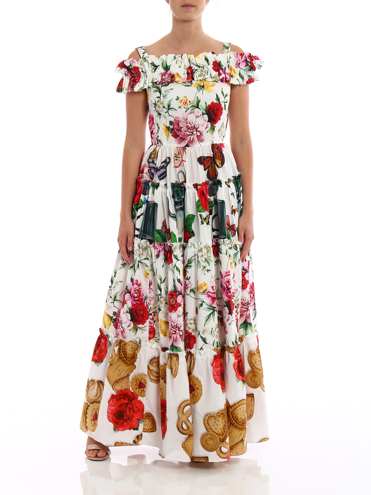 Gabbana - Floral cotton flounced dress 
