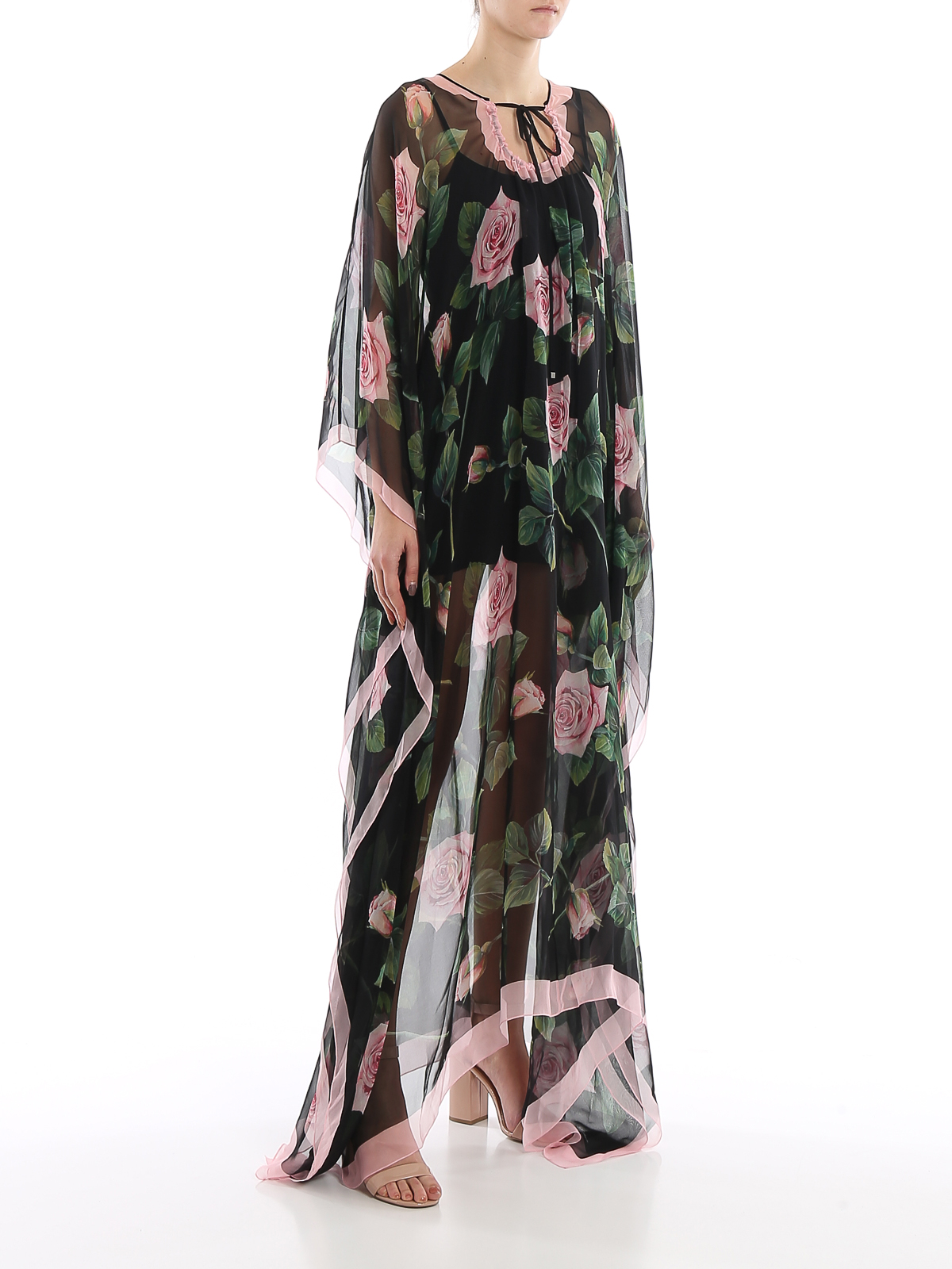 Dolce & Gabbana - Tropical Rose print silk long kaftan - maxi dresses ...