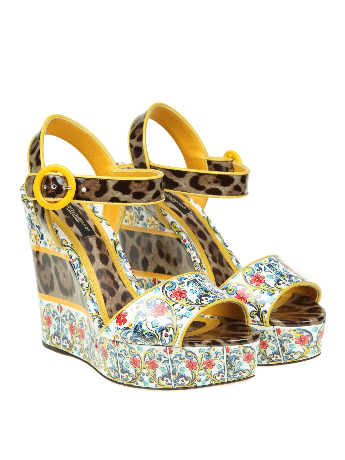 Majolica and Leo patent wedges 