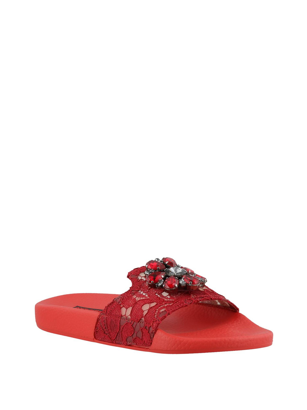 Sandals Dolce & Gabbana - Rainbow lace jewel red slides - CW0095AU5668L204