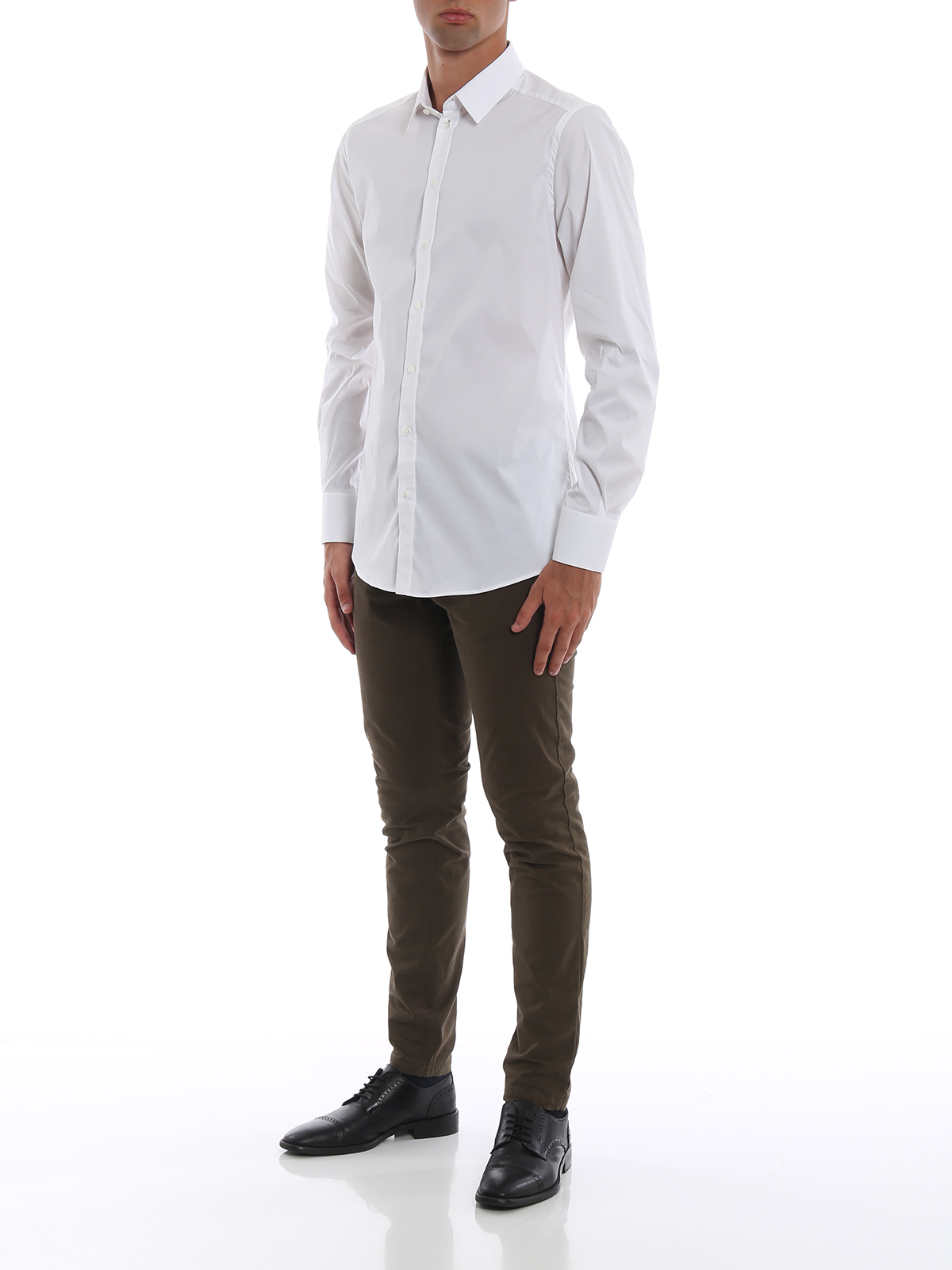 Shirts Dolce & Gabbana - White stretch techno cotton shirt -  G5EJ0TFUMRYW0800